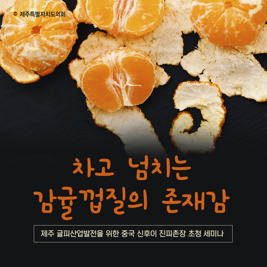 차고 넘치는 감귤껍질의 존재감   제주 귤피산업발전을 위한 중국 ㅅ니후이 진피촌장 초청세미나