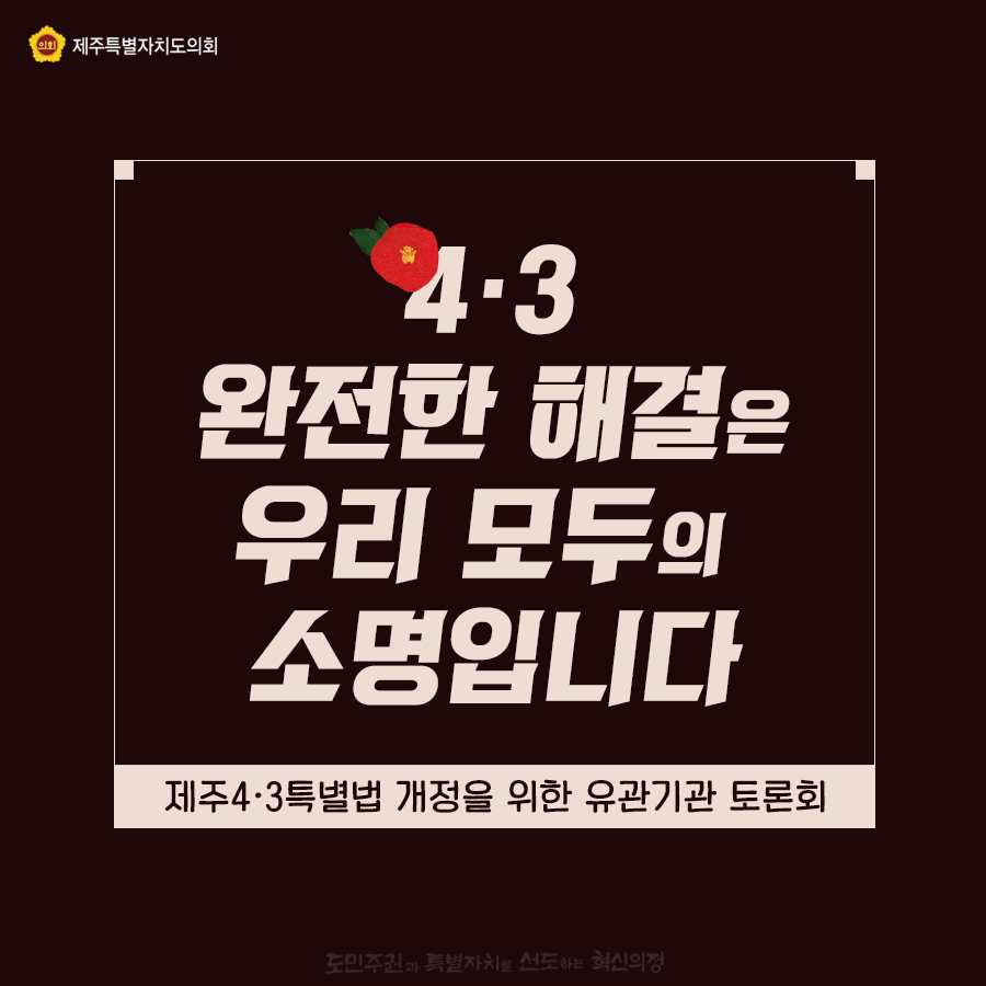 4.3 완전한 해결은 우리모두의 소명입니다.  제주4.3특별법 개정을 위한 유관기관 토론회