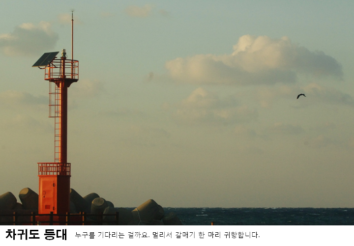 차귀도 등대 - 누구를 기다리는 걸까요. 멀리서 갈매기 한 마리 귀향합니다.