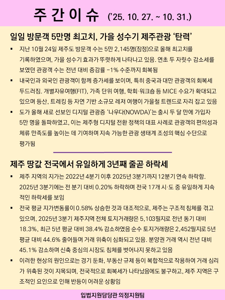 주간이슈(2025.10.27.~10.31.)