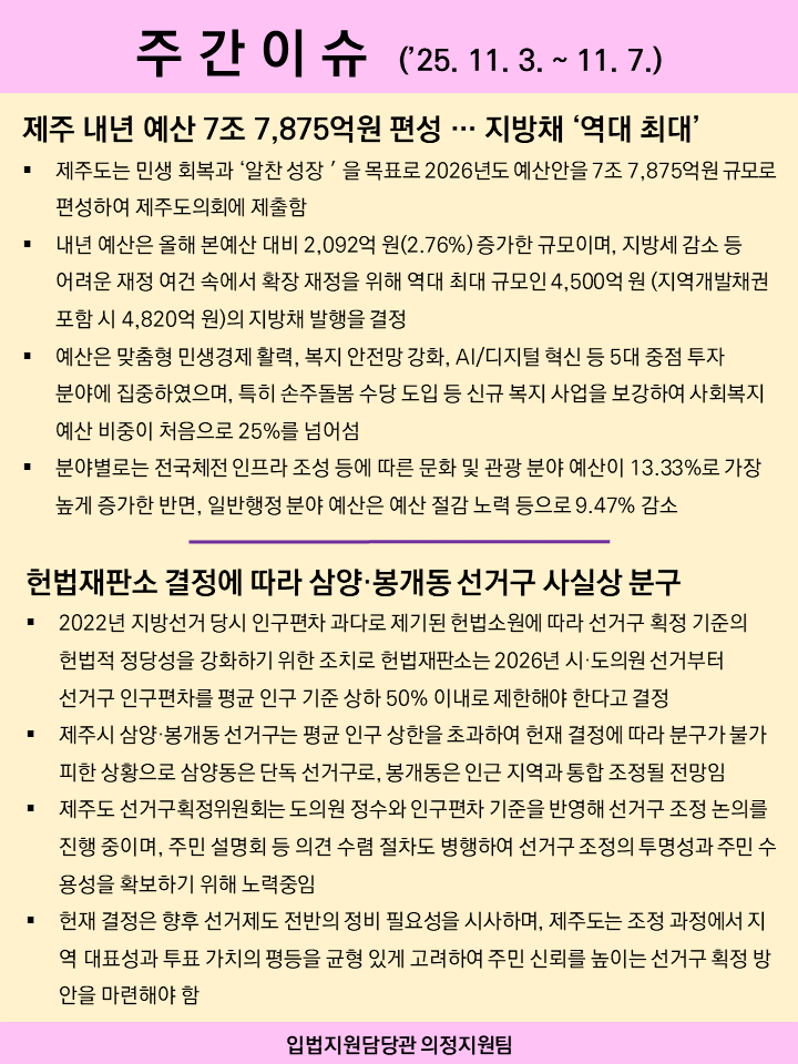 주간이슈(2025.11.3.~11.7.)