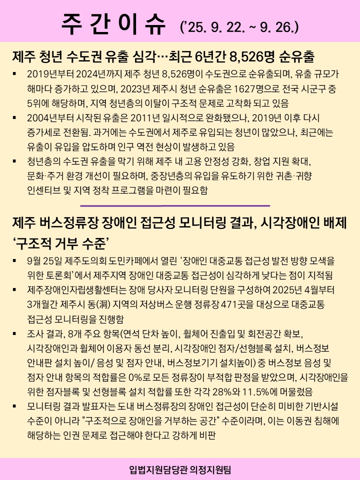 주간이슈(2025.9.22.~9.26.)