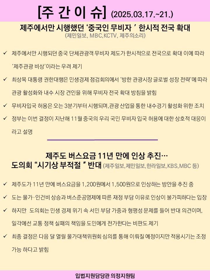 주간이슈(2025.3.17~21.)