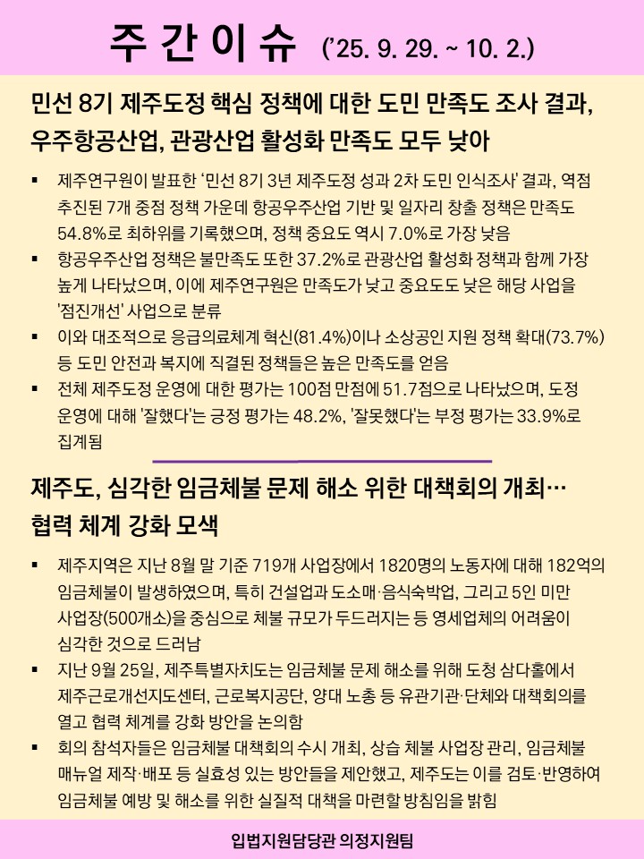 주간이슈(2025.9.29.~10.2.)