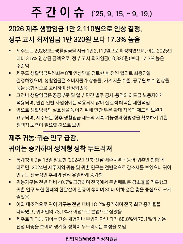 주간이슈(2025.9.15.~9.19.)