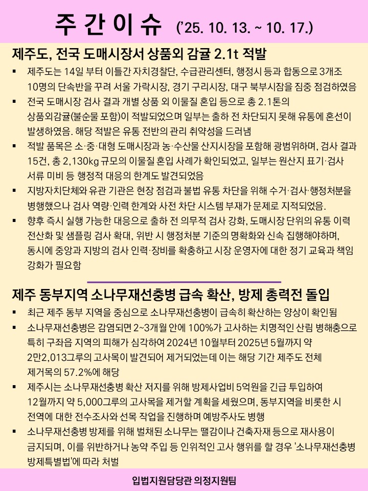 주간이슈(2025.10.13.~10.17.)