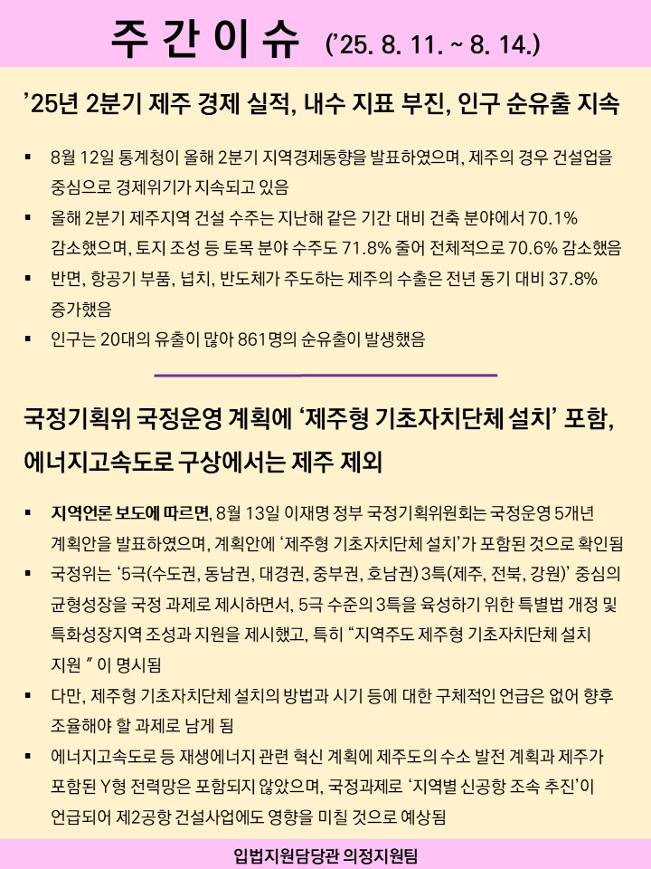 주간이슈(2025.8.11.~8.14.)
