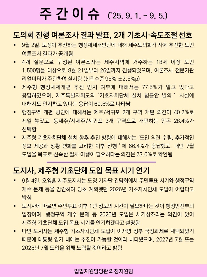주간이슈(2025.9.1.~9.5.)