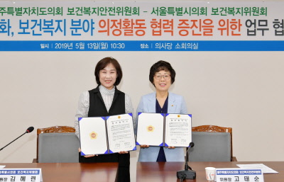 제주특별자치도의회 보건복지안전위원회와 서울시의회 보건복지안전위원회 업무협약식- 소회의실